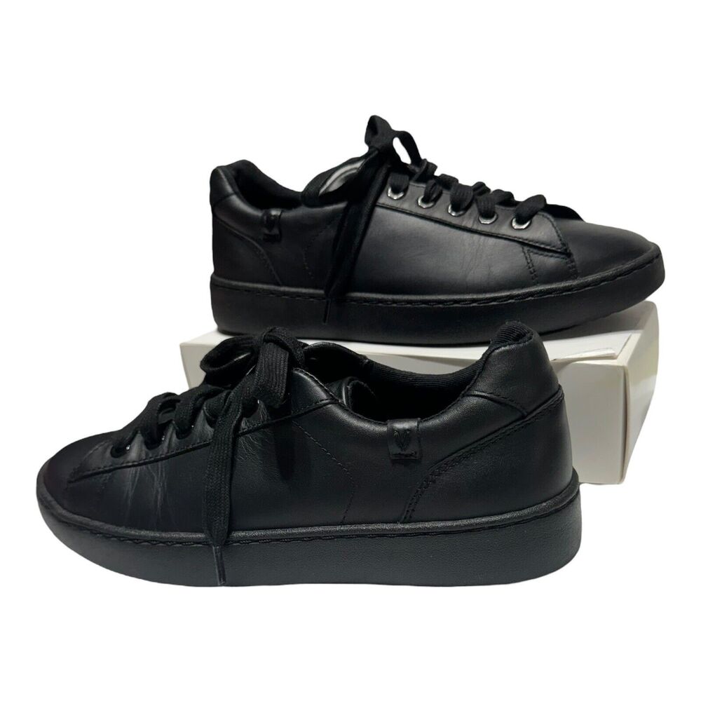 Vionic MABLE Pro Slip Resistant Leather Sneaker- Black Size 6.5 With Vio Grip